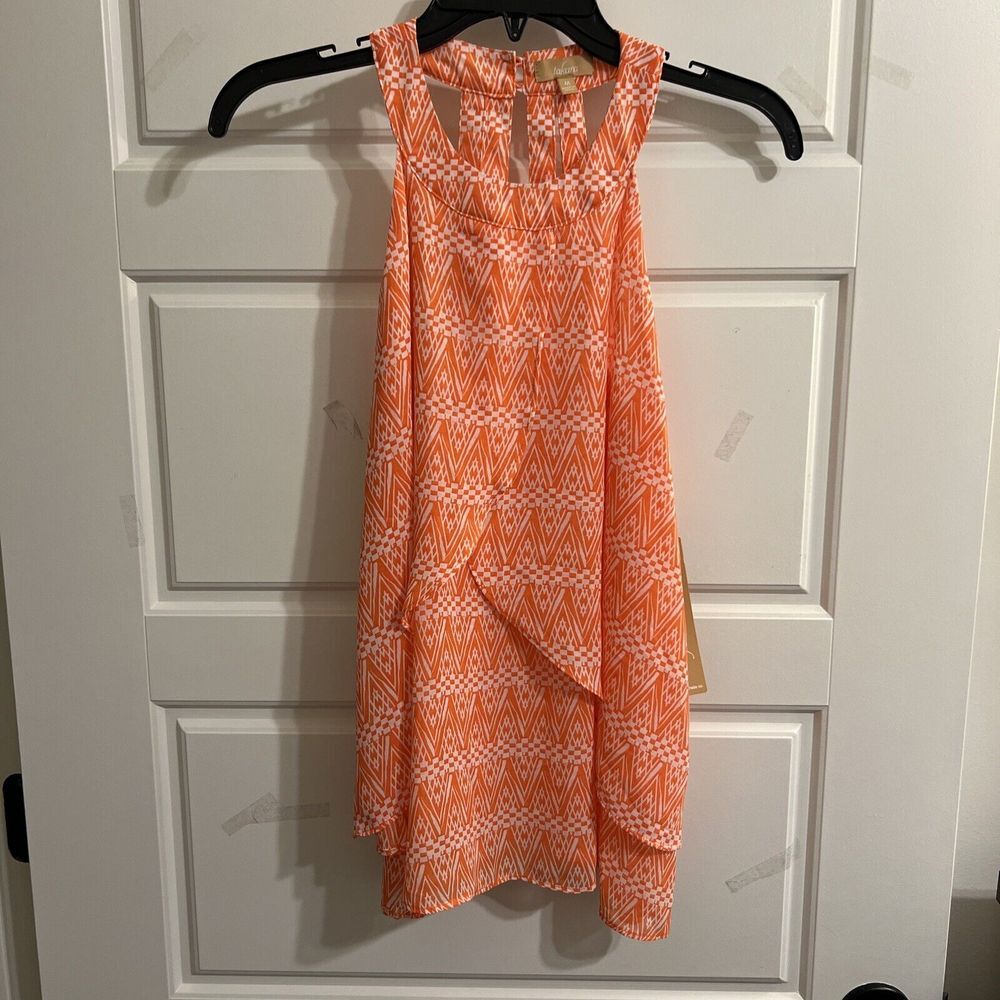 Takara Sleeveless Top Blouse Womens Size Medium Orange Print‎